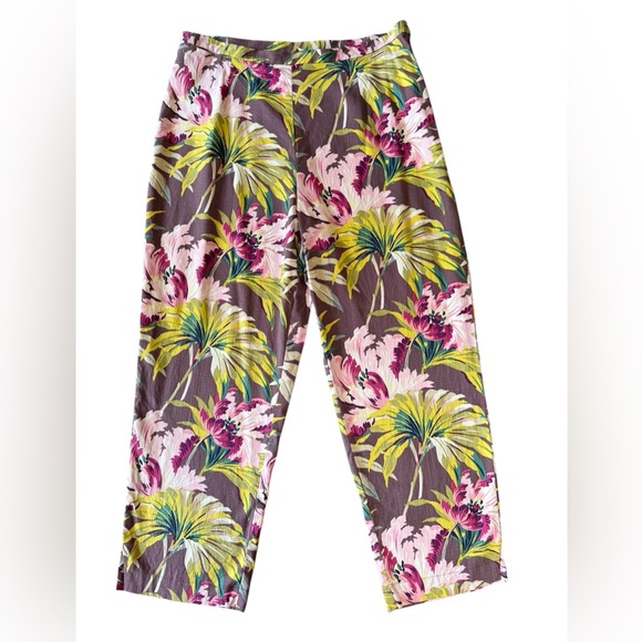 Tommy Bahama Pants - Tommy Bahama Women’s Hawaiian 
Coastal Gardens Stretch Silk Crop Pants Size 8